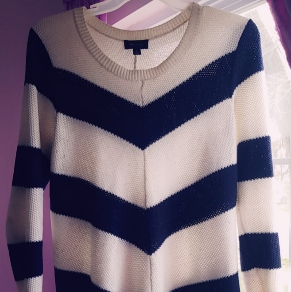 Chevron Navy Blue & White Sweater